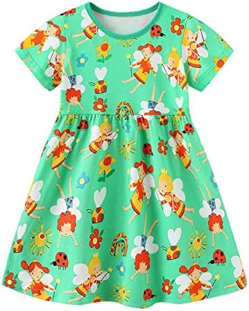 KAGAYD/Игри за малки момичета, Лятото Вязаное Принцеса рокля с Анимационни принтом, Пуловер с кръгло деколте, рокля с