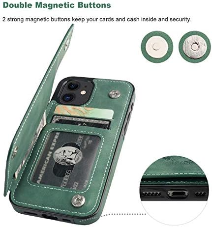 Vaburs е Съвместим с iPhone 12 и iPhone 12 Pro Калъф-портфейл с държач за карти, Обработени във формата на Цвете Мандала Изкуствена Кожа Двойна Магнитни копчета флип-надолу Прот?