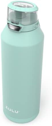 Бутилка за вода ZULU Swift с вакуумна изолация от Неръждаема Стомана, покрита със силикон соломинкой, 32 грама (черен)