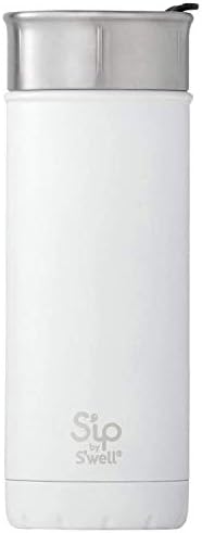 S 'ip by S' well Неръждаема стомана - 16 течни унции - Плосък Двупластова бяла чаша за пътуване с вакуумна изолация Запазва