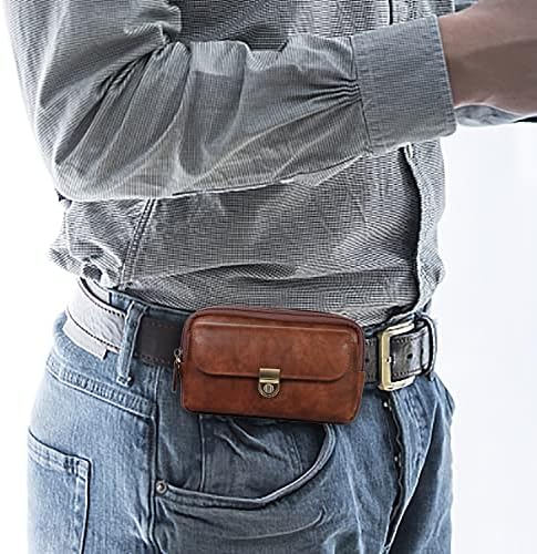 Чанта-кобур за носене 7,2-инчов Мъжки Кобур С два джоба, Кожена Поясная Кобур за мобилен телефон за iPhone 11 Pro Max,