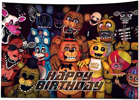 TOUGUGOLY Five Nights at Freddy's Background Party Доставка на сървърни бижута Five Nights at Freddy's Happy Birthday, Банер, Фон за Снимки, 5x3 фута