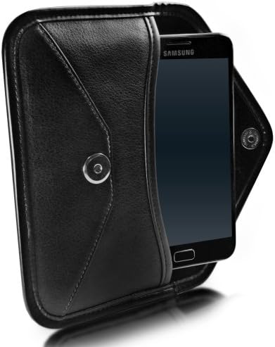 Калъф BoxWave, който е Съвместим с Nokia 2.3 (Case by BoxWave) - Луксозни Кожена чанта-месинджър, дизайн своята практика-плик от изкуствена кожа за Nokia 2.3 - Черно jet black