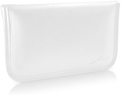 Калъф BoxWave, който е Съвместим с Motorola Moto E5 Cruise (калъф от BoxWave) - Луксозни Кожена чанта-месинджър, чанта-плик от изкуствена кожа за Motorola Moto E5 Cruise - цвят слонова кост, Бял