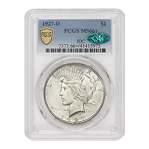 Американски сребърен долар на света MS-66 1927 Г+ от CoinFolio $1 MS66+ PCGS/CAC