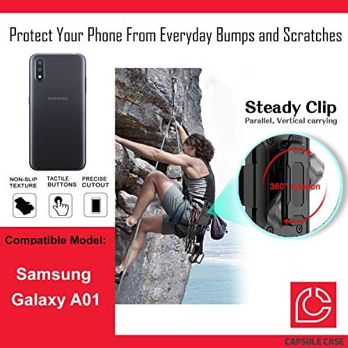 Калъф Ohiya, който е Съвместим с Galaxy А01 [Хибриден трансформатор, Ударопрочная поставка, черен калъф с клипс за колан за Samsung Galaxy А01, всички носители на телефони (сладко ?