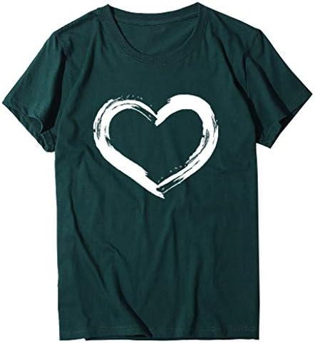 Жените Обичат Сърцето На Графичен Тениски Риза Блузи С Къс Ръкав Тениски Обичайната Засаждане Туника Блуза Сладък Забавен Подарък Облекло 2023