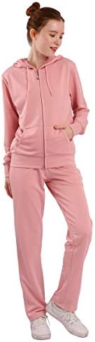 Женски спортен костюм от Велур LeeHanTon, Комплект от 2 теми, Hoody с качулка с цип и спортни панталони за джогинг