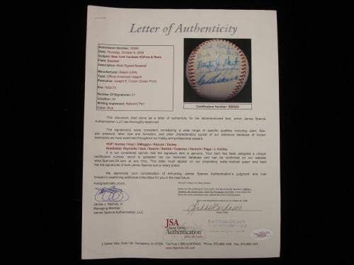 Бейзбол с автографи на Залата на славата и звездите на Ню Йорк Янкис - 21 Подпис - JSA - Бейзболни топки с автографи