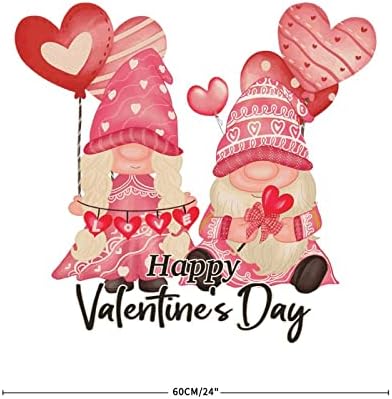 Честит Свети Валентин Стикер във формата на Джудже, Стикер на стената, Няколко Джуджета с Розов Въздушно Топка Любов,