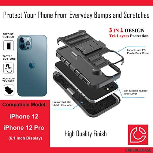 Калъф Ohiya е Съвместим с iPhone 12 Pro [Защита от военен клас, Ударопрочная Сверхпрочная кобур-стойка, Защитен Черен калъф за iPhone 12 с 6,1-инчов дисплей (Червена панда)