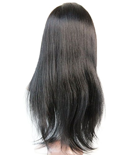 Висок клас предна завързана перука от естествена коса индийски дева Реми цвят яки # 1, катранен