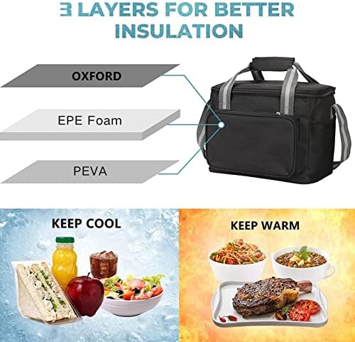 Функционална чанта за обяд WSSBK, Термоизолированный Обяд-бокс, чанта за пикник, Хладилник, Голяма Плажна чанта,-тоут, чанта за вечеря (Цвят: сив, размер: Един размер)