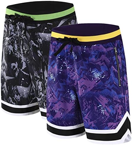 Мъжки баскетболни шорти OPALOS 2 Pack с Джобове с цип, Активни Спортни къси панталони