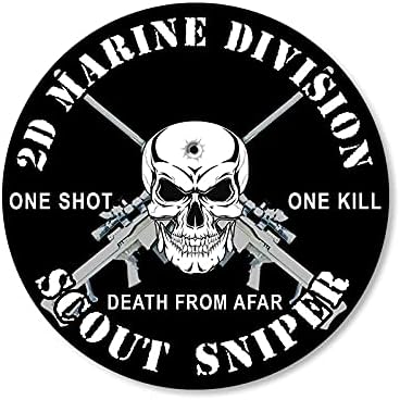 Стикер Round 2D Дивизия Scout Sniper One Shot One Kill (Vinyl стикер USMC (3 инча) Лицензиран морската пехота на САЩ