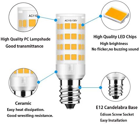 Led лампа E12 5 W C7, еквивалентна на халогенна лампа 40 W 50 W, Топло Бяла 3000 До, Цокъл на Т3/Т4, лампа-Свещници E12