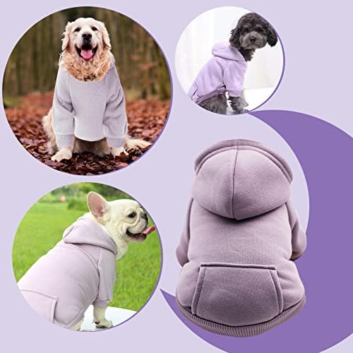 Hoody за кучета с джоб - Есен-Зима Топъл, мек вълнен плат Пуловер, Облекло за Кутрета за Малки до Средни Кучета, Hoody