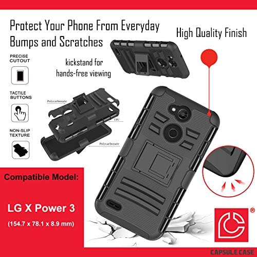 Калъф Moriko, Съвместим с LG X Power 3 [слой Броня със защита от падане, Противоударная стойка, колан, Кобур, Разход на Черен калъф за LG XPower 3 - (Череп Розов)