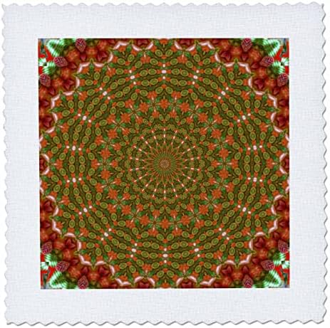 Триизмерен червено-зелена красив коледен калейдоскоп от квадрати мандала - юрган (qs_352094_7)