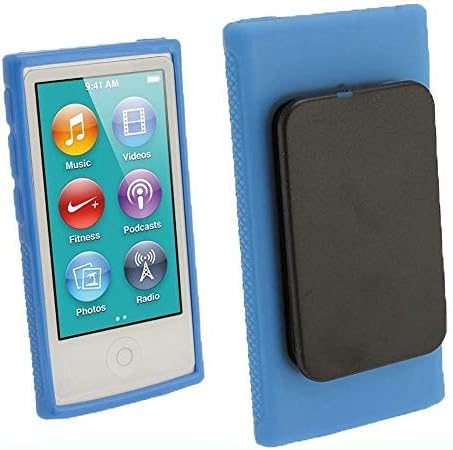 за Apple iPod Nano 7 Калъф, колан Калъф от мека кожа с Гумена гел TPU за Apple iPod Nano 7-мо поколение 7G 7 + Прозрачен Калъф от мека кожа, TPU (син)