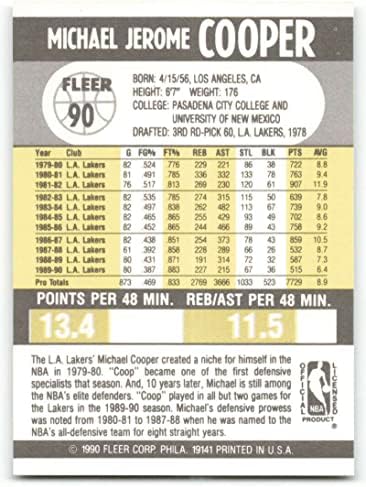 1990-91 Играч №90 Майкъл Купър Ню Йорк-Планина Лос Анджелис Лейкърс Официално Лицензировал Баскетбольную карта НБА