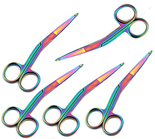 Комплект от 5 Цветни Бандажных ножица Rainbow Ноулс от неръждаема Стомана с ъгъл на наклон на 5 1/2 от Ж. ' S ONLINE