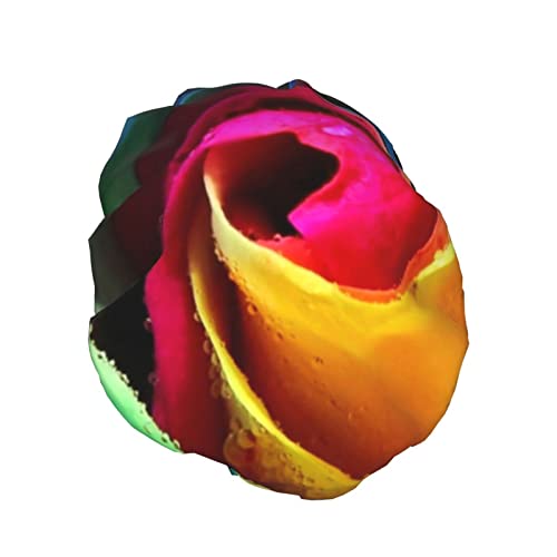 Rainbow Роза Печатни Шапчица Сатен Капака Коса Непромокаема Шапка Шапки, На Ластик, На Ръба На Еластичната Шапка За Душ