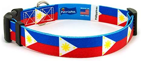 Нашийник за кучета Филипините | Флаг Филипините | Быстросъемная обтегач | Произведено в Ню Джърси, САЩ | за малки кучета