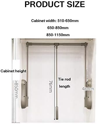 Ниспадающая закачалка за гардероб, Регулируема стойка за съхранение в гардероба от алуминиева сплав, регулируем 510-1150