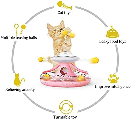 SOOTOP Играчка за Котки с Въртяща се Маса, Играчки Топки, за Котки Интерактивно Коте Забавни Умствени Упражнения Играчките-Пъзел