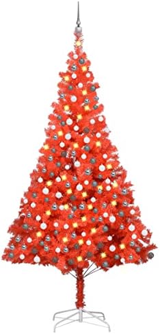 VidaXL Изкуствена Коледна Елха със светодиоди и Шариковым Набор от Домашната Градина, Открит плувен Празник Коледа Ваканционни