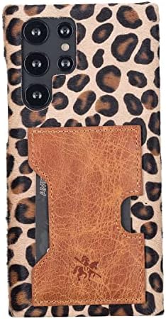 Кожен калъф-портфейл Venito Florence за телефон, съвместим с Samsung Galaxy S22 Ultra - Сверхзащищенный с RFID заключване - Подвижни в чантата си за телефон (опашка на леопард)