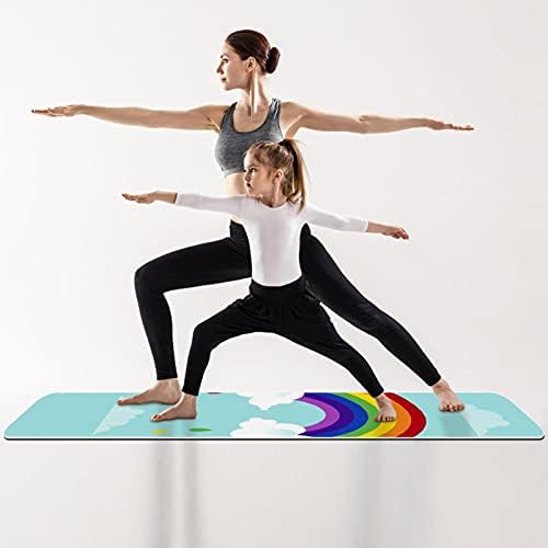 Дебел нескользящий постелката за йога и фитнес 1/4 с принтом под формата на Дъгата на Синия цвят за практикуване на Йога,