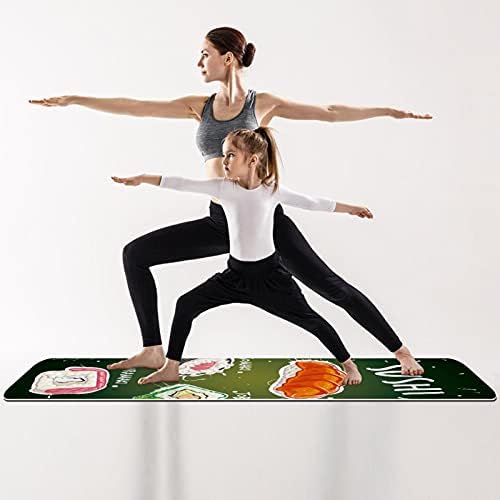 Дебел нескользящий постелката за йога и фитнес 1/4 с принтом Японски суши Зелен цвят за практикуване на Йога, Пилатес