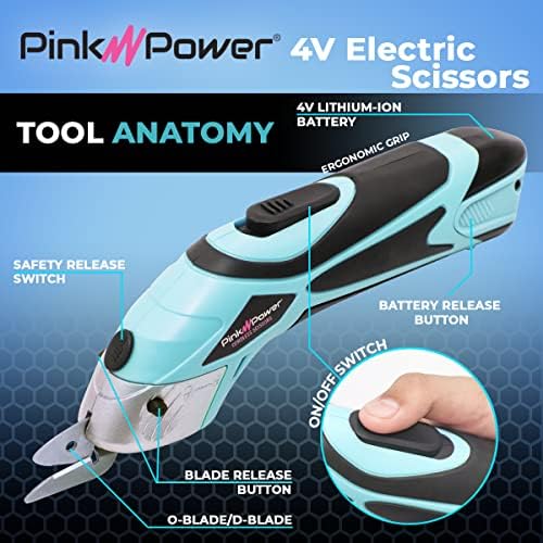 Електрическа ножица за плат Pink Power за Бродерия, Шиене, хартия, картон, Килими и scrapbooking - Тежкотоварни Режещи инструменти, Автоматични Безжични Електрически Ножици з?