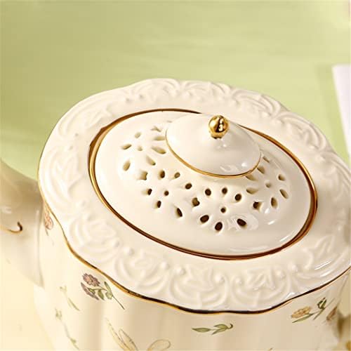 Орех Ретро Френски Кремав цвят Керамична Рисувана златна утайка от чаша С блюдцем Английски Следобеден чай Черен чайник