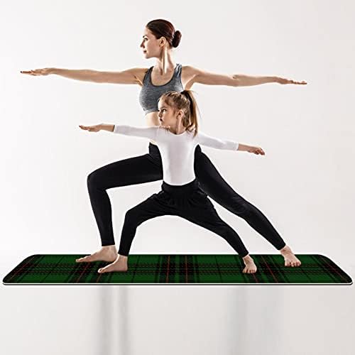 Дебела подложка за йога Siebzeh Green Plaid Премиум-клас от екологично чист каучук за здраве и фитнес, Нескользящий мат за всички видове упражнения, йога и пилатес (72 x 24x 6 мм)