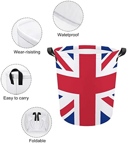 Кошница за дрехи с Британския флаг Union Jack Сгъваема Кошница за дрехи, Чанта за съхранение на бельо с Дръжки