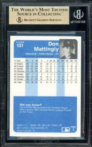 Карта начинаещ Дон Маттингли 1984 Fleer #131 БГД 9.5 (9 9.5 9.5 9.5) - Бейзболни картички начинаещ с надпис Slabbed
