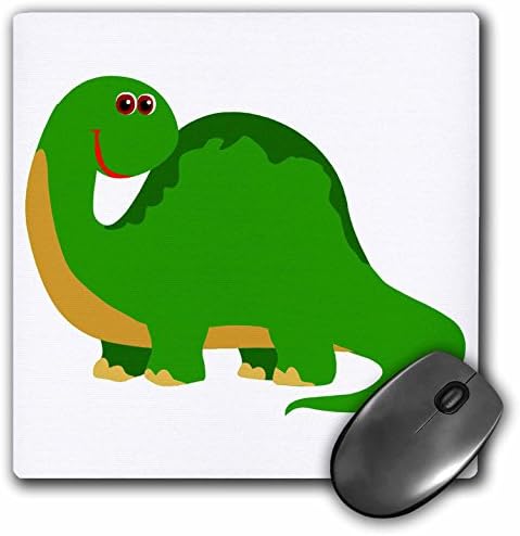 3Drose LLC Подложка за мишка с размери 8 X 8 X 0,25 Инча, Сладък Зелен Бронтозавр С Шарени Зелен Динозавър Dinousaur