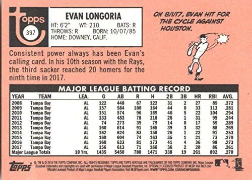 2018 Бейзболна картичка Topps Heritage #397 Евън Лонгория Лъчи MLB NM-MT