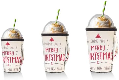 Забавна Коледна Картичка Дядо коледа за многократна употреба Кафе в Чаша С лед с дръжка От Неопрен За Напитки, кафе лате,