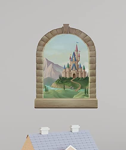 Романтичната Приказка Принцеса Замък Прозорец Момиче Стая Декор Стикери за Декорация за Детската Спалня Малка Рисувани