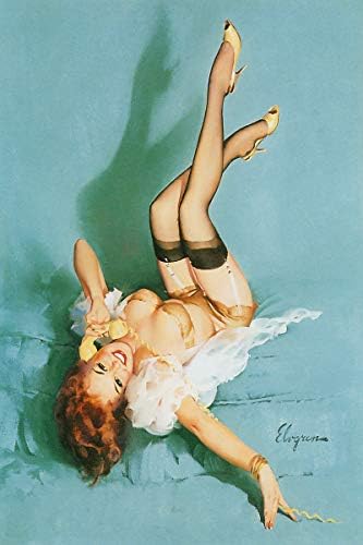 Художник на Правилния номер Гил Элвгрен Ретро Класически Принт Плакат с изображение на Момиче в стил Pin Up- 11x17