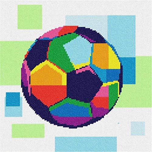 Платно за бродиране pepita: Цветна футболна топка, 10 x 10