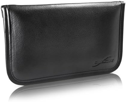 Калъф BoxWave за BLU G6 (Case by BoxWave) - Луксозни Кожена чанта-месинджър, Дизайн своята практика-плик от изкуствена кожа за BLU G6 - Черно jet black