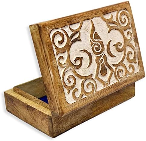 CraftClick 7-инчов Дървена Ковчег за бижута - Ръчно изработени От дърво, Преносим Органайзер за съкровище, Подарък за спомен -Декоративен Дървен Калъф за съхранение с едн