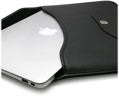 Калъф BoxWave за Lenovo N23 (Case by BoxWave) - Луксозни Кожена чанта-месинджър, Дизайн своята практика-плик от изкуствена кожа за Lenovo N23 - Черно jet black