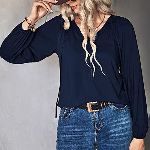 Дамски Блузи и Блузи с V образно деколте, Блуза-Туника с дълъг ръкав, Потници, Дамски Блузи, Големи Размери