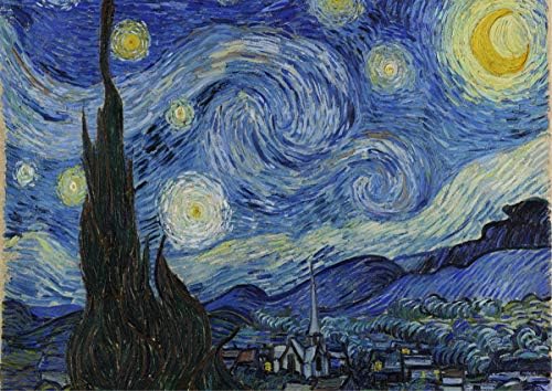 Стенен плакат с изображение на Ван Гог Звездна нощ, бяла - А0 (841 x 1189 mm)